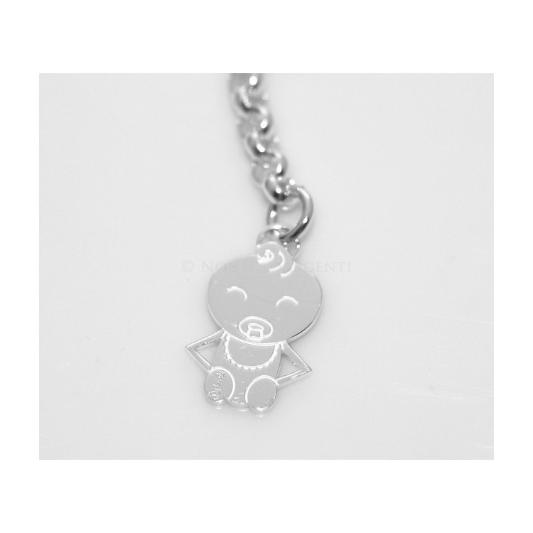 RMB|ARGENTO 925 catena collana saliscendi rolo' con cuore aperto e neonato bebe'