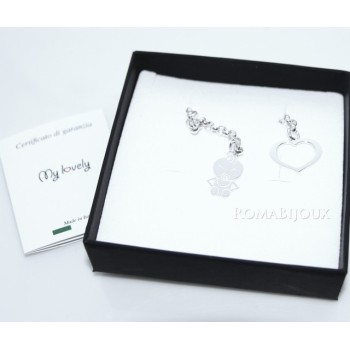 RMB|ARGENTO 925 catena collana saliscendi rolo' con cuore aperto e neonato bebe'