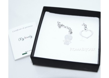 RMB|ARGENTO 925 catena collana saliscendi rolo' con cuore aperto e neonato bebe'