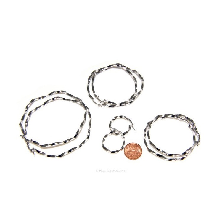 RMB|Argento 925 : orecchini donna anelle cerchi boccole ritorte 45,0 mm