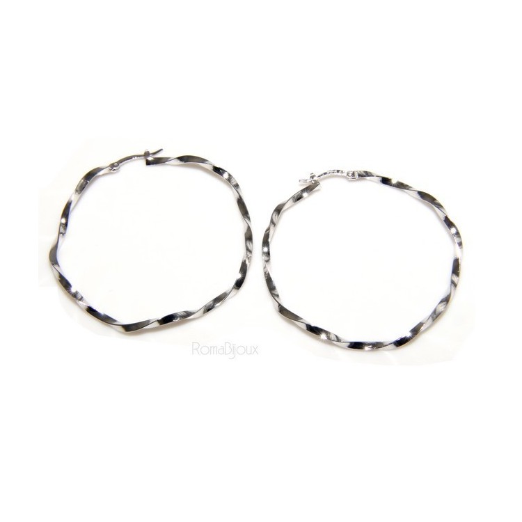 RMB|Argento 925 : orecchini donna anelle cerchi boccole ritorte 45,0 mm