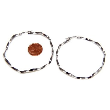 RMB|Argento 925 : orecchini donna anelle cerchi boccole ritorte 45,0 mm