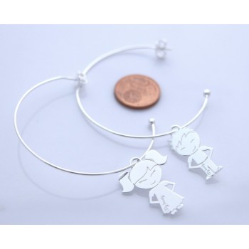 RMB|Argento 925 : orecchini donna mamma tato e tata ragazzo ragazza anelle cerchi grandi