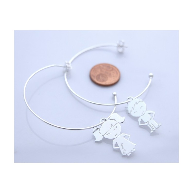 RMB|Argento 925 : orecchini donna mamma tato e tata ragazzo ragazza anelle cerchi grandi