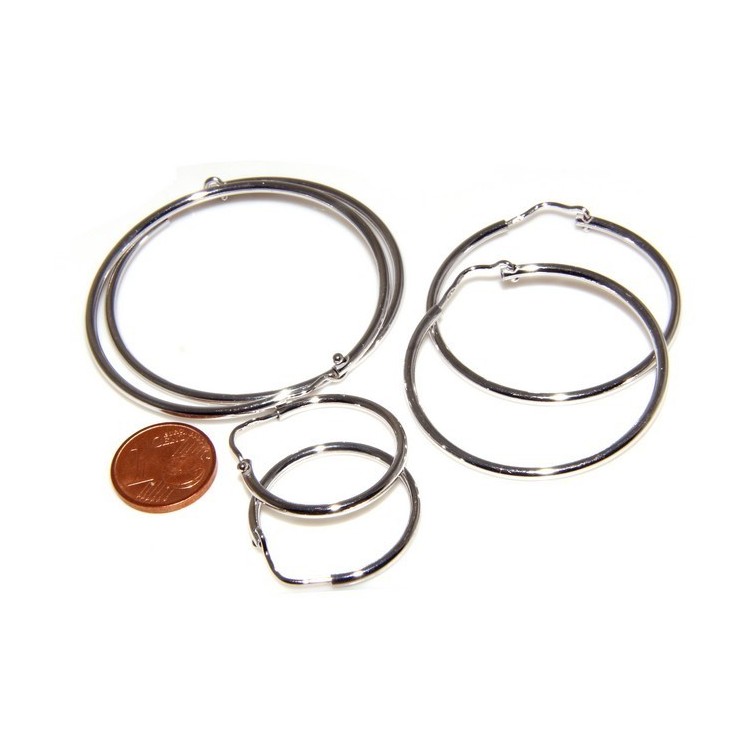 RMB|Argento 925 : orecchini donna anelle cerchi boccole lisce classiche 26,0 mm
