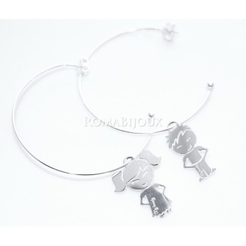 RMB|Argento 925 : orecchini donna mamma tato e tata ragazzo ragazza anelle cerchi grandi