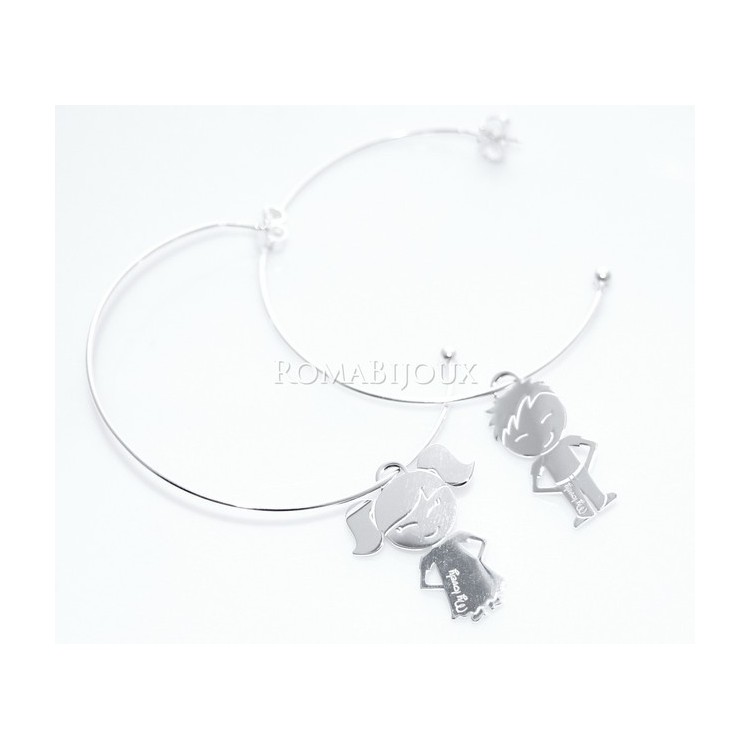 RMB|Argento 925 : orecchini donna mamma tato e tata ragazzo ragazza anelle cerchi grandi