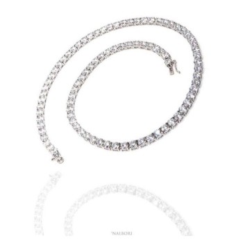 RMB|925: Collier Ladies necklace model Tennis with white cubic zirconia jaws 5 mm brilliant cut