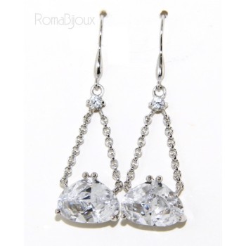 RMB|925 Rhodium-plated earrings with chains and pendants large zircon
