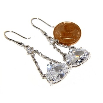 RMB|925 Rhodium-plated earrings with chains and pendants large zircon