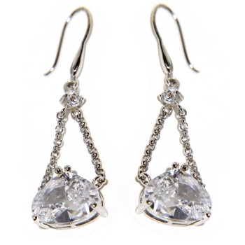 RMB|Pendant earrings 925 silver pendants of chains and large zircon