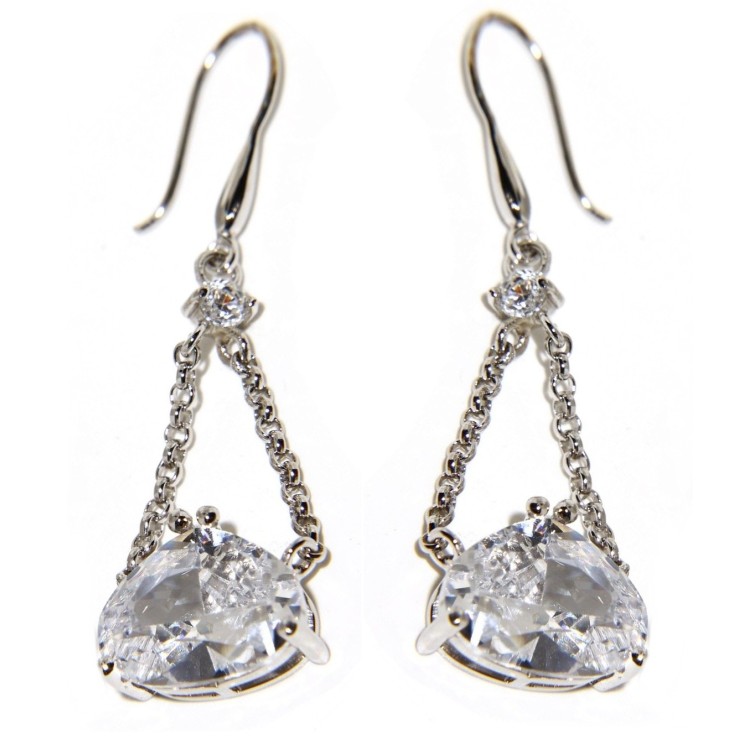 RMB|Pendant earrings 925 silver pendants of chains and large zircon