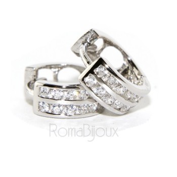 RMB|925: micro hoop earrings man woman anelle bushings with 2 cubic zirconia 11mm files