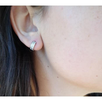 RMB|Argento 925 : micro orecchini uomo donna cerchio anelle boccole con 2 file di zirconi 11mm