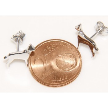 RMB|925: man woman stud earrings dalmatian dog / setter collar zircons