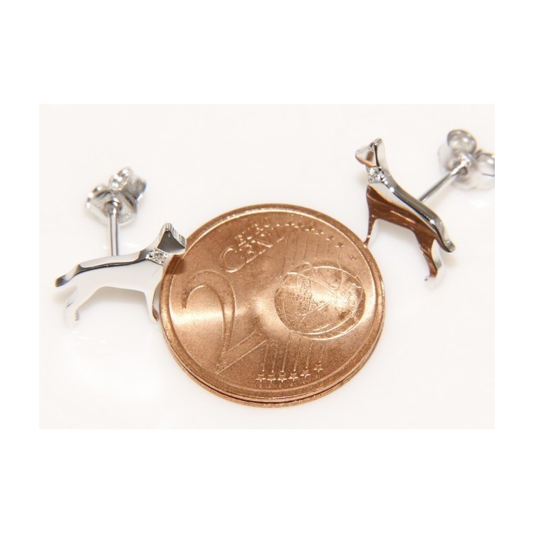 RMB|925: man woman stud earrings dalmatian dog / setter collar zircons