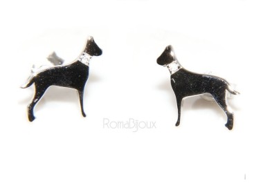RMB|925: man woman stud earrings dalmatian dog / setter collar zircons