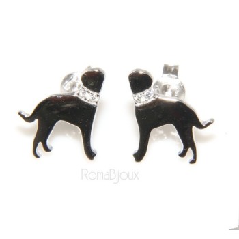 RMB|925: earrings man woman pin rottweiler dog collar zircons