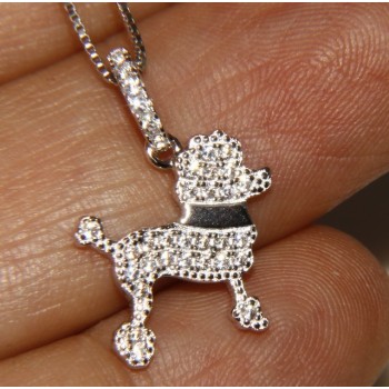 RMB|Argento 925 : MyDog collana donna veneziana con pendente ciondolo cane barboncino microsetting zirconi brillanti