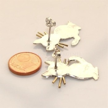 RMB|argento 925 : orecchini GATTO gattini donna HAND MADE Massiccio argento 925 baffi lam oro