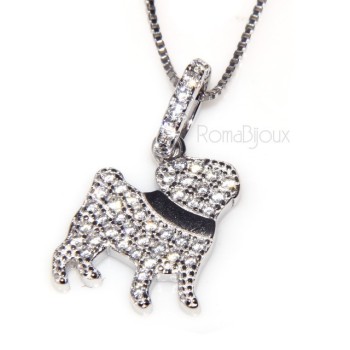 RMB|925: My Dog Venetian woman necklace with pendant dog pug microsetting brilliant cubic zirconia