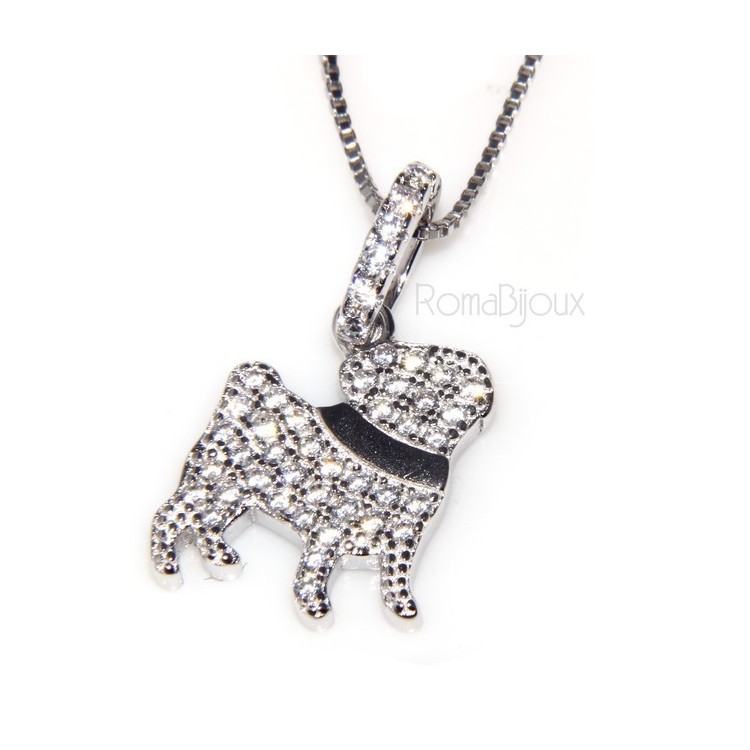RMB|925: My Dog Venetian woman necklace with pendant dog pug microsetting brilliant cubic zirconia