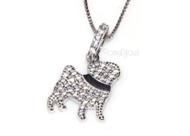 RMB|925: My Dog Venetian woman necklace with pendant dog pug microsetting brilliant cubic zirconia