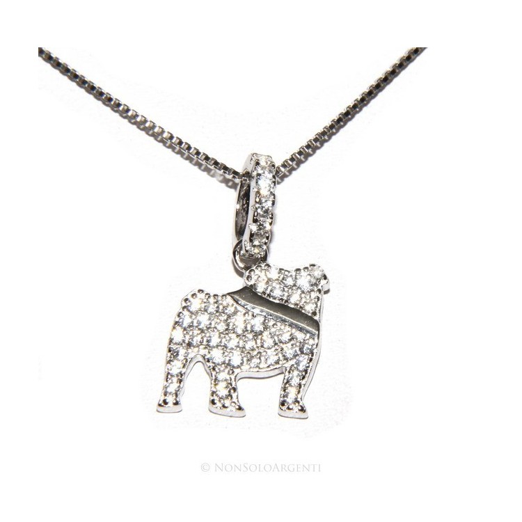 RMB|925: My Dog Venetian woman necklace with pendant dog Bulldog microsetting brilliant cubic zirconia