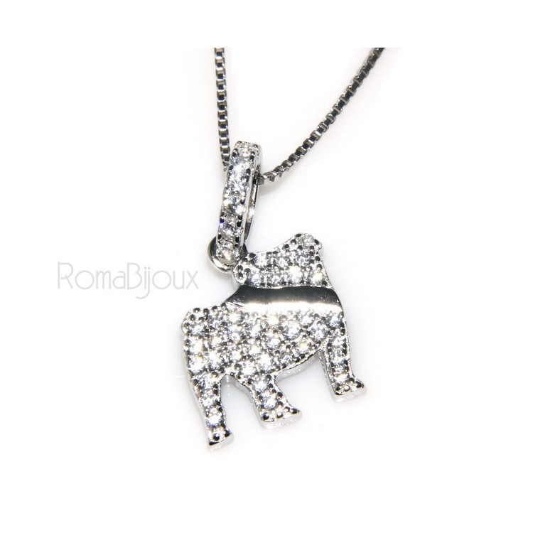 RMB|925: My Dog Venetian woman necklace with pendant dog Bulldog microsetting brilliant cubic zirconia