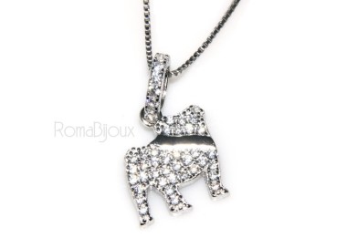 RMB|925: My Dog Venetian woman necklace with pendant dog Bulldog microsetting brilliant cubic zirconia