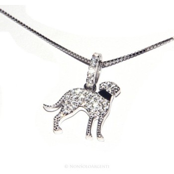 RMB|Argento 925 : MyDog collana donna veneziana con pendente ciondolo cane Bracco microsetting zirconi brillanti