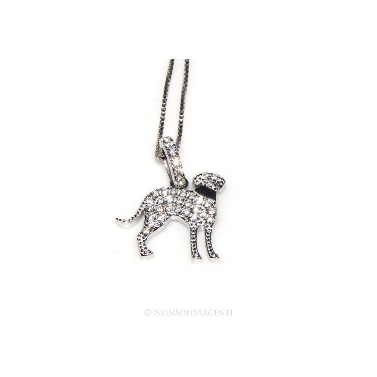 RMB|Argento 925 : MyDog collana donna veneziana con pendente ciondolo cane Bracco microsetting zirconi brillanti