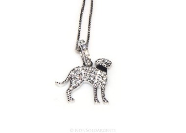 RMB|Argento 925 : MyDog collana donna veneziana con pendente ciondolo cane Bracco microsetting zirconi brillanti