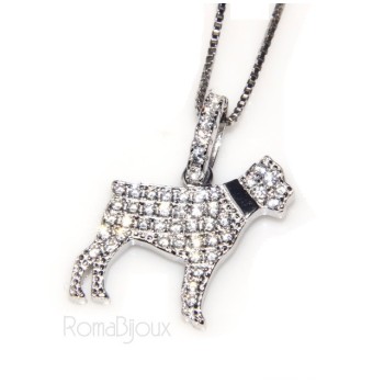 RMB|Argento 925 : MyDog collana donna veneziana con pendente ciondolo cane Rottweiler microsetting zirconi brillanti