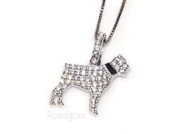 RMB|925: My Dog Venetian woman necklace with pendant dog Rottweiler microsetting brilliant cubic zirconia