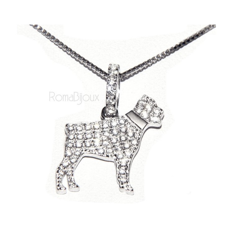 RMB|925: My Dog Venetian woman necklace with pendant dog Rottweiler microsetting brilliant cubic zirconia