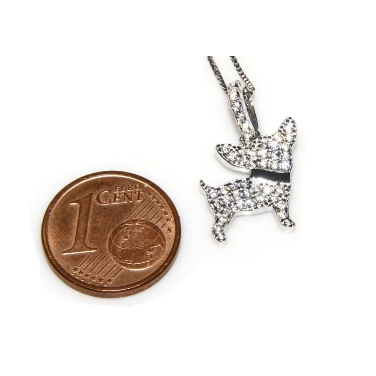 RMB|Argento 925 : MyDog collana donna veneziana con pendente ciondolo cane Rottweiler microsetting zirconi brillanti