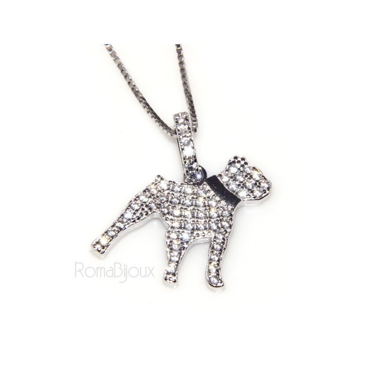 RMB|925: My Dog Venetian woman necklace with pendant dog Pitbull microsetting brilliant cubic zirconia