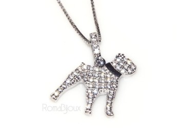 RMB|925: My Dog Venetian woman necklace with pendant dog Pitbull microsetting brilliant cubic zirconia