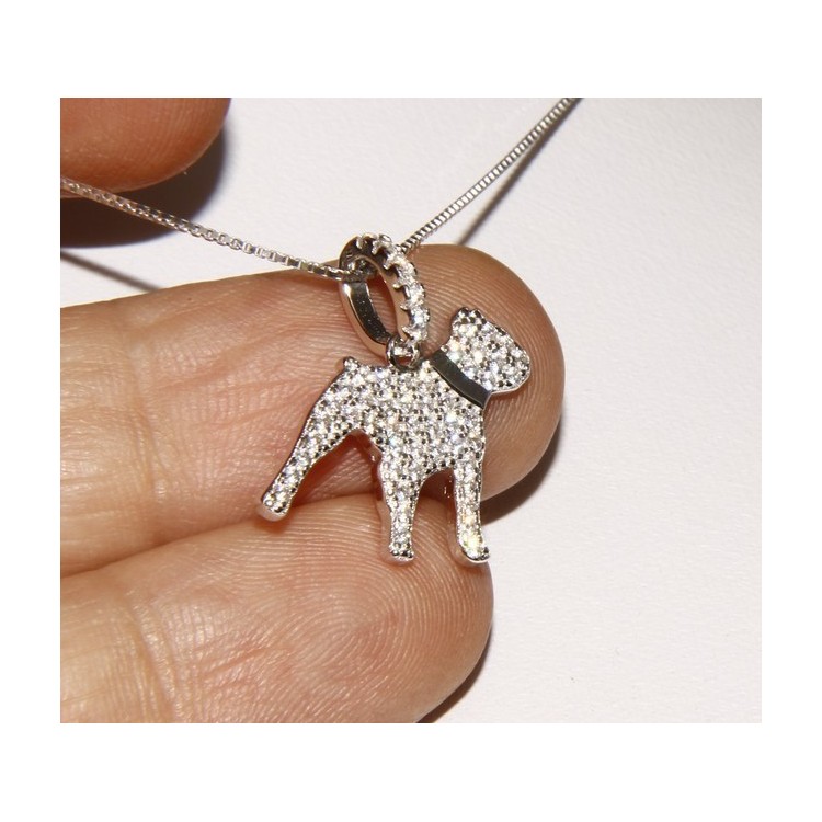 RMB|925: My Dog Venetian woman necklace with pendant dog Pitbull microsetting brilliant cubic zirconia