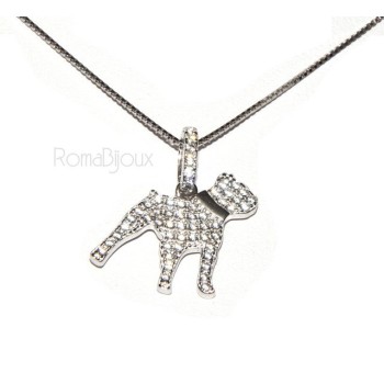 RMB|925: My Dog Venetian woman necklace with pendant dog Pitbull microsetting brilliant cubic zirconia