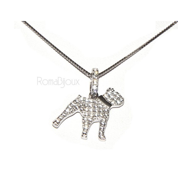 RMB|925: My Dog Venetian woman necklace with pendant dog Pitbull microsetting brilliant cubic zirconia