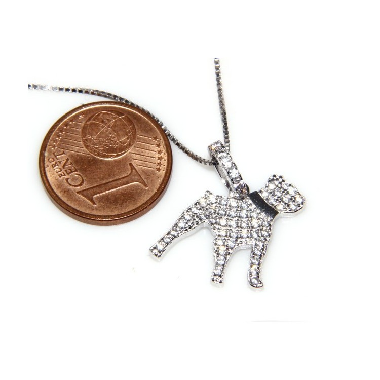 RMB|925: My Dog Venetian woman necklace with pendant dog Pitbull microsetting brilliant cubic zirconia