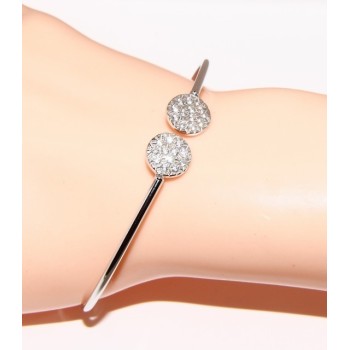 RMB|ARGENTO 925 : Bracciale donna schiava aperto cerchi zirconi naturali brillante
