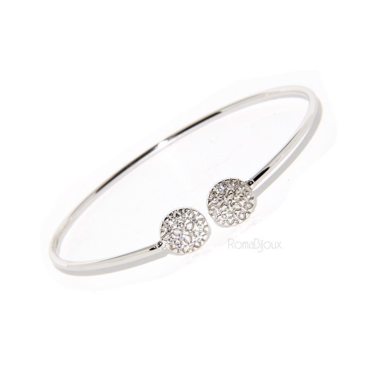 RMB|ARGENTO 925 : Bracciale donna schiava aperto cerchi zirconi naturali brillante