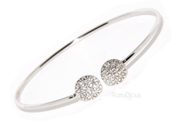 RMB|ARGENTO 925 : Bracciale donna schiava aperto cerchi zirconi naturali brillante