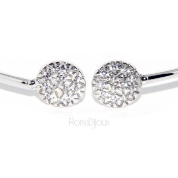 RMB|ARGENTO 925 : Bracciale donna schiava aperto cerchi zirconi naturali brillante