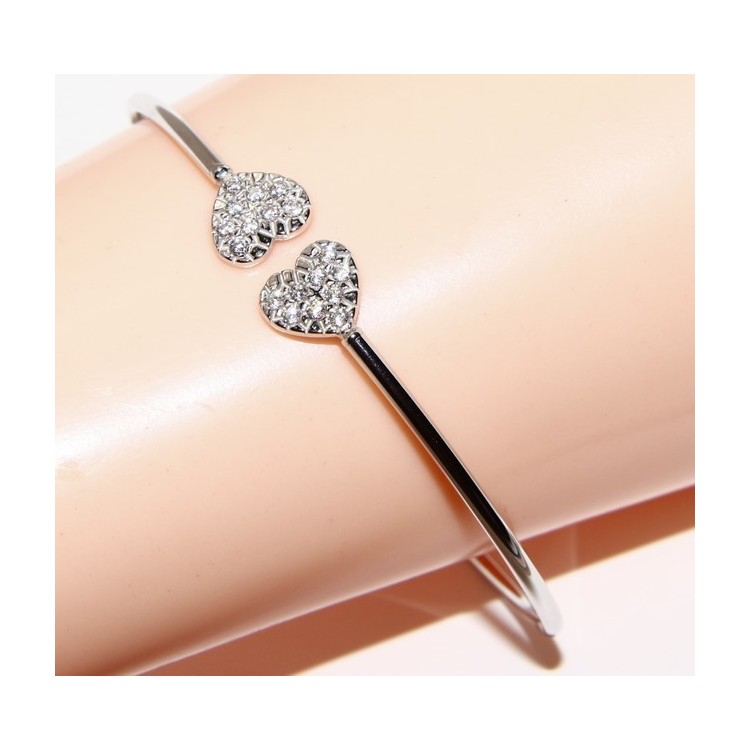 RMB|SILVER 925: open bracelet slave woman's heart hearts natural zircons shining
