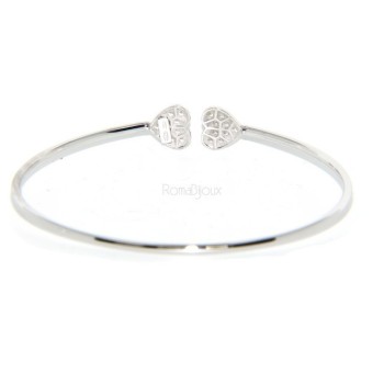 RMB|ARGENTO 925 : Bracciale donna schiava aperto cuore cuori zirconi naturali brillante