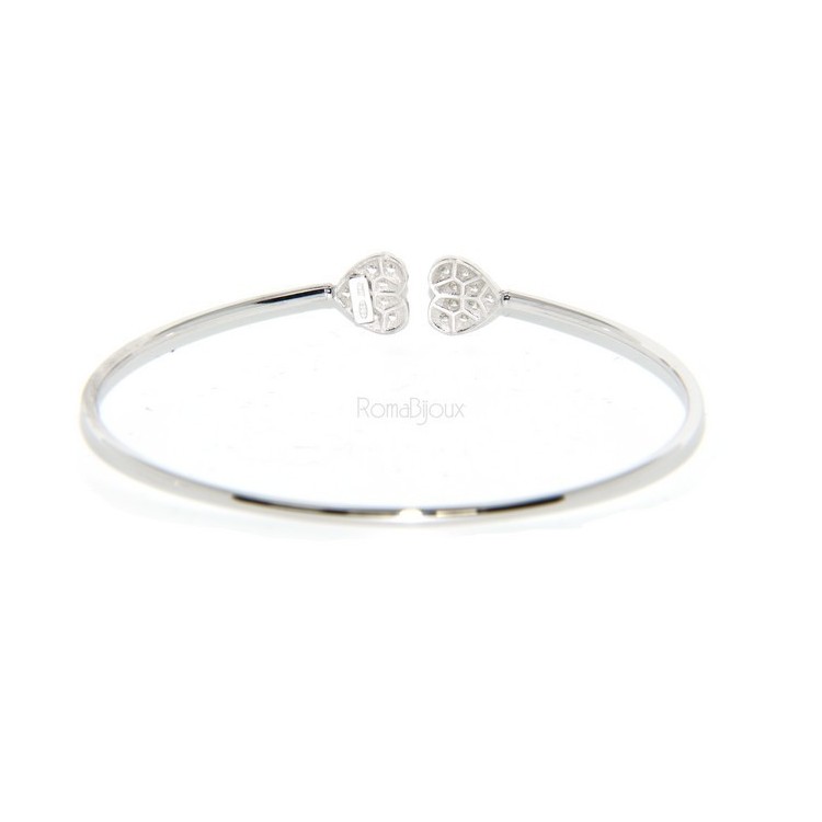 RMB|ARGENTO 925 : Bracciale donna schiava aperto cuore cuori zirconi naturali brillante